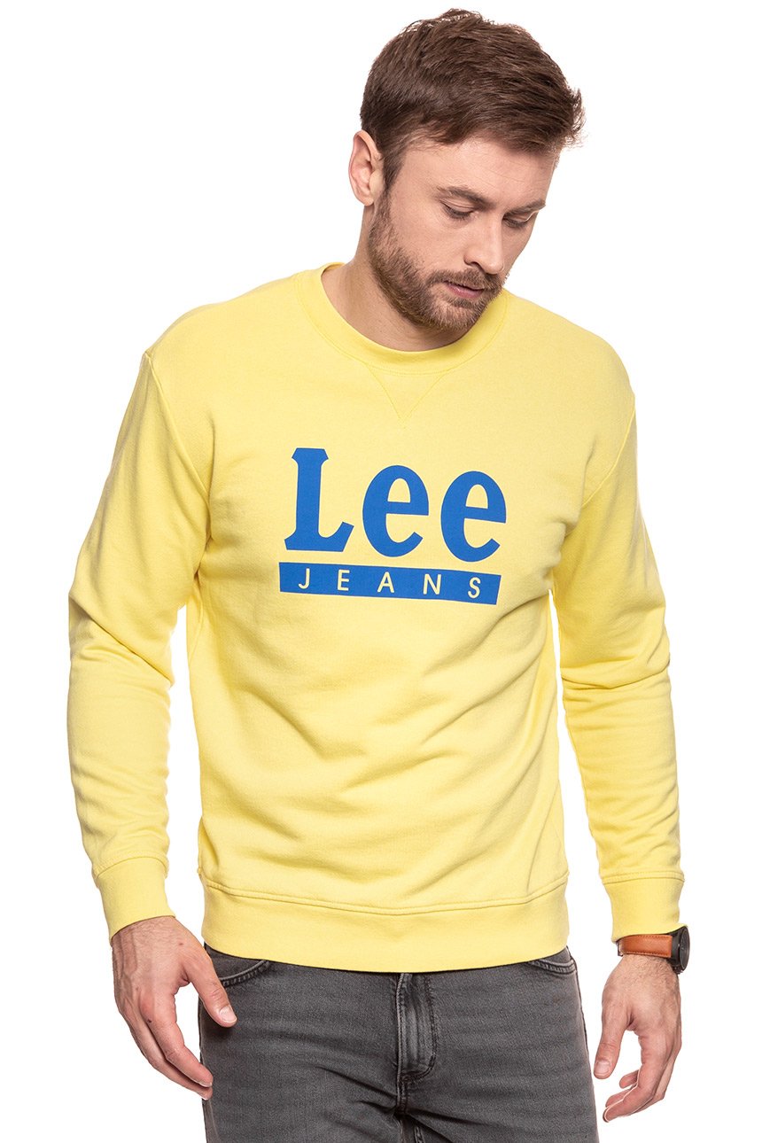 BLUZA MĘSKA LEE BASIC GRAPHIC CREW YELLOW SIGN L80TJBLN