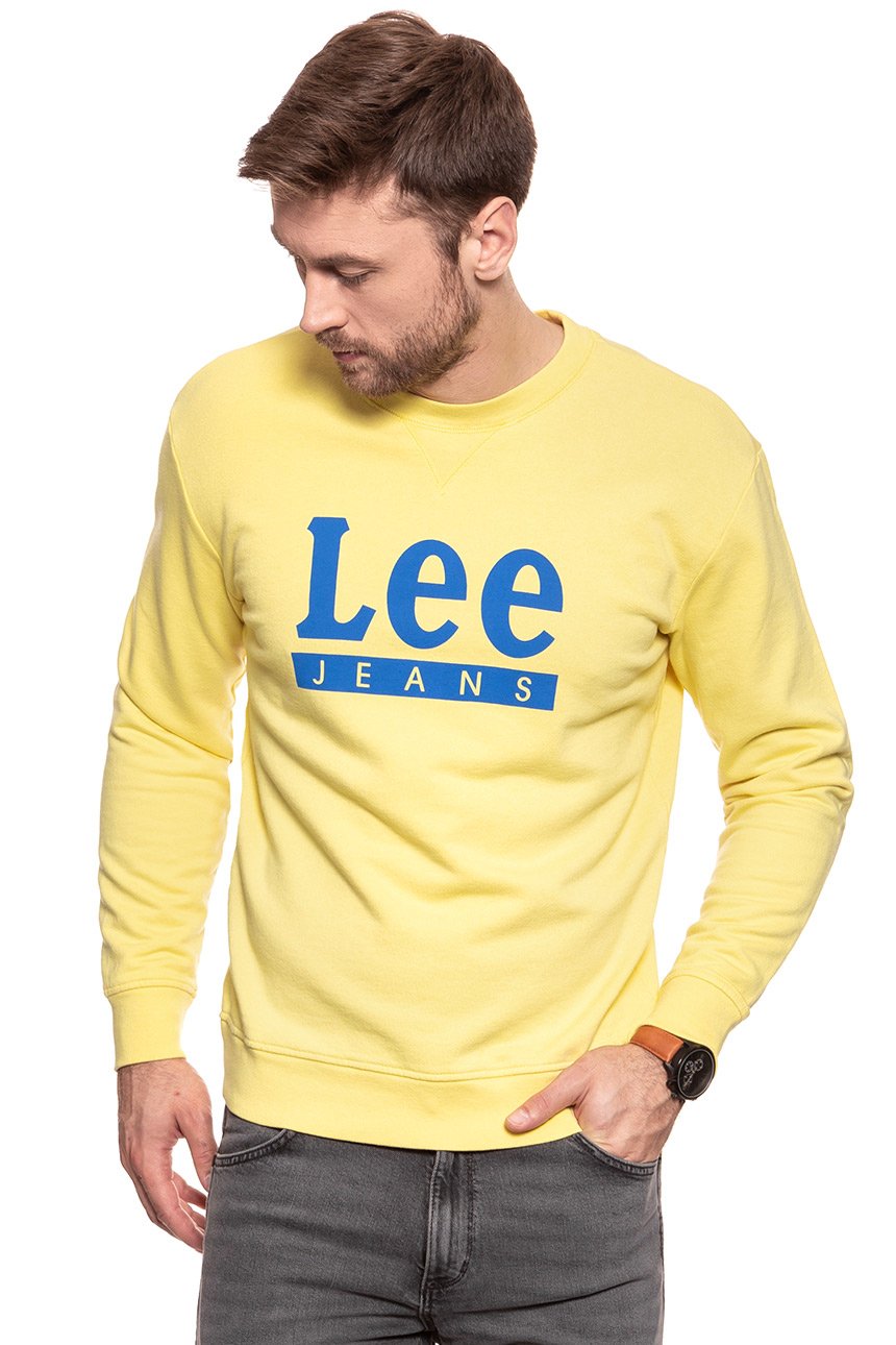 BLUZA MĘSKA LEE BASIC GRAPHIC CREW YELLOW SIGN L80TJBLN