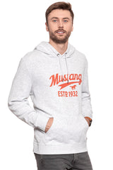 MUSTANG BLUZA Printed Hoodie Light grey melange 1006028 4141