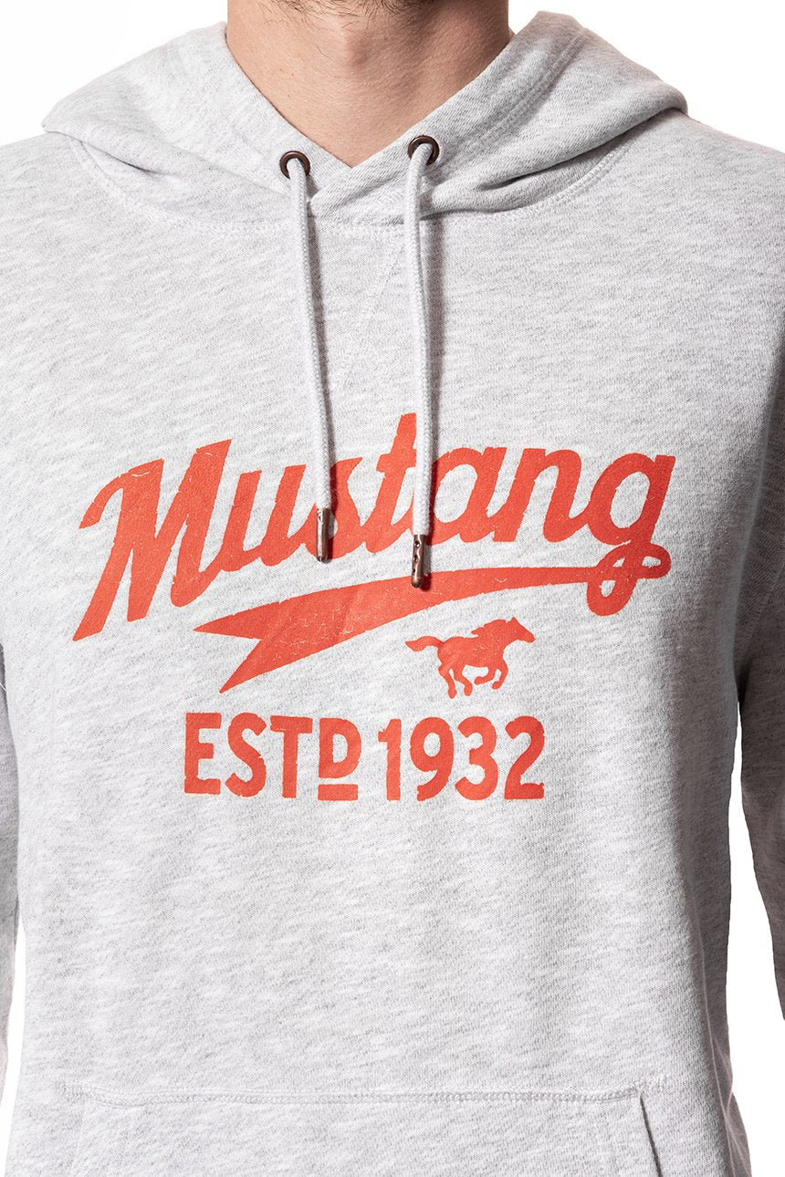 MUSTANG BLUZA Printed Hoodie Light grey melange 1006028 4141