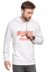 MUSTANG BLUZA Printed Hoodie Light grey melange 1006028 4141