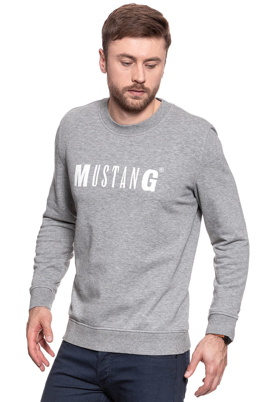 MUSTANG BLUZA Logo Sweatshirt MID GREY MELANGE 1006290 4140