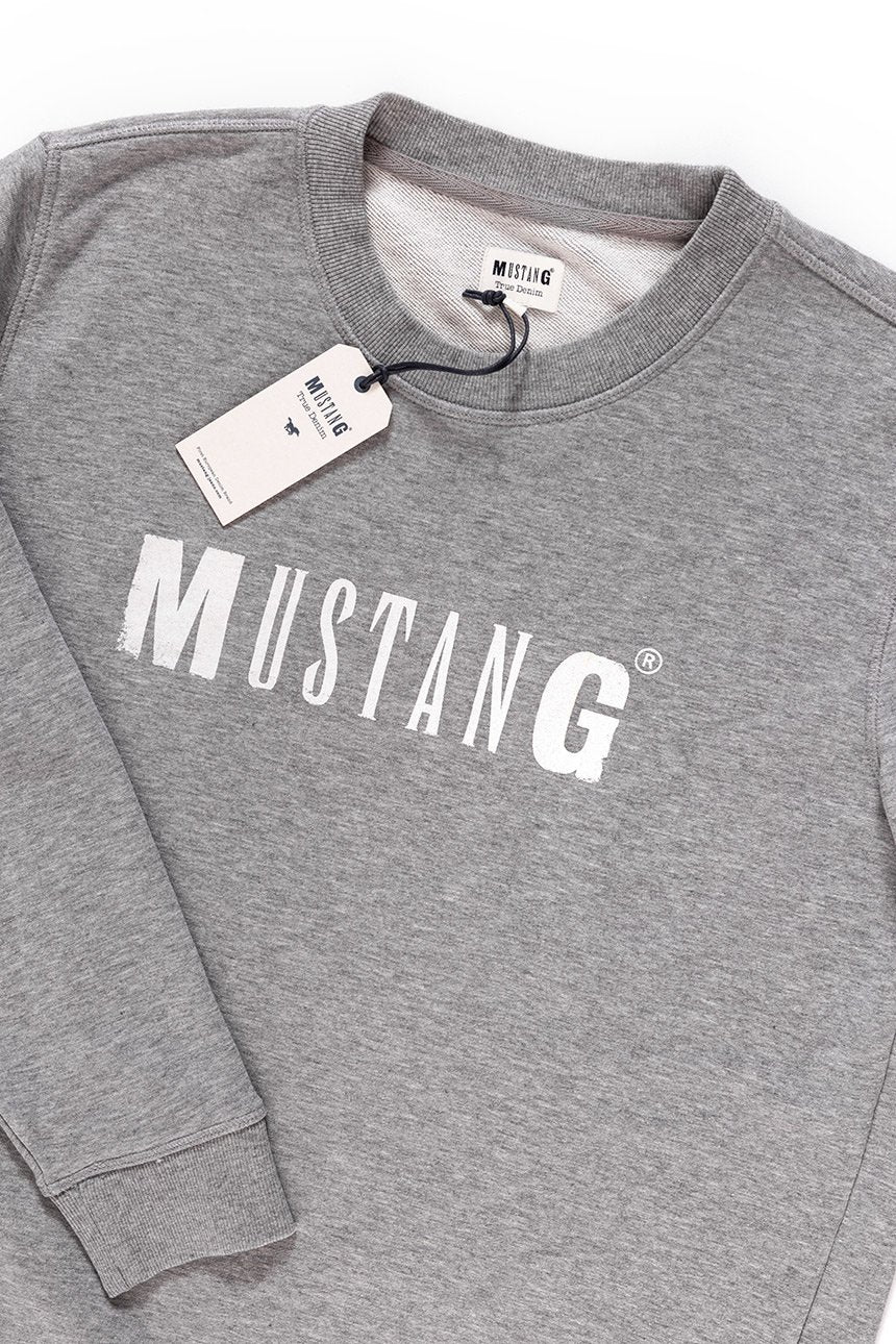 MUSTANG BLUZA Logo Sweatshirt MID GREY MELANGE 1006290 4140