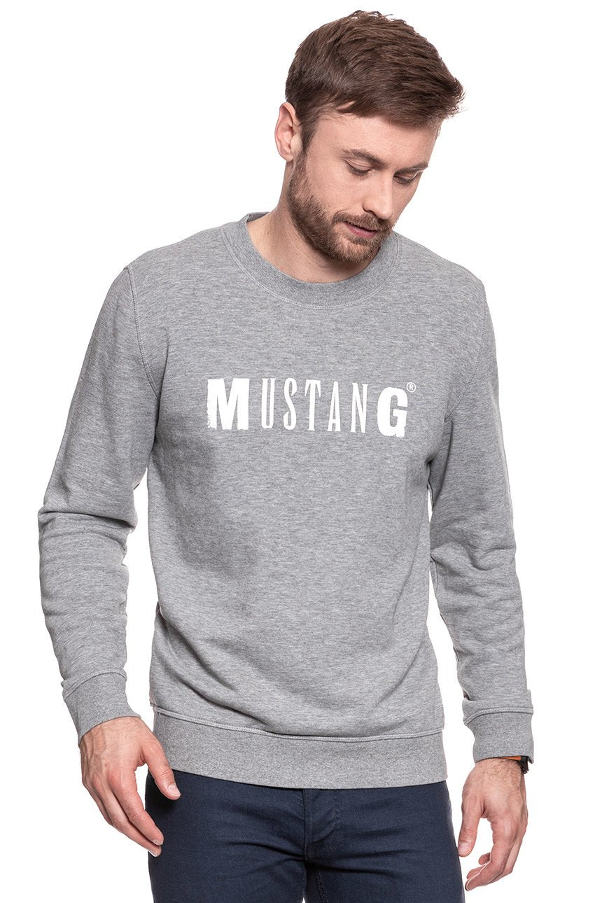 MUSTANG BLUZA Logo Sweatshirt MID GREY MELANGE 1006290 4140