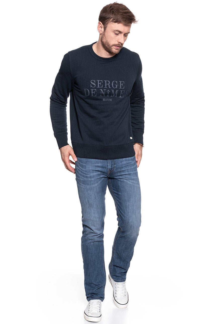 MUSTANG BLUZA Rubberprint Sweat DARK SAPPHIRE 1006373 4136