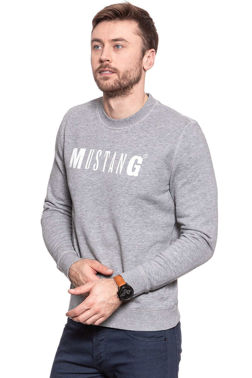 MUSTANG Logo Sweatshirt MID GREY MELANGE 1006823 4140