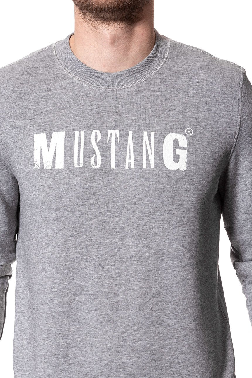 MUSTANG Logo Sweatshirt MID GREY MELANGE 1006823 4140