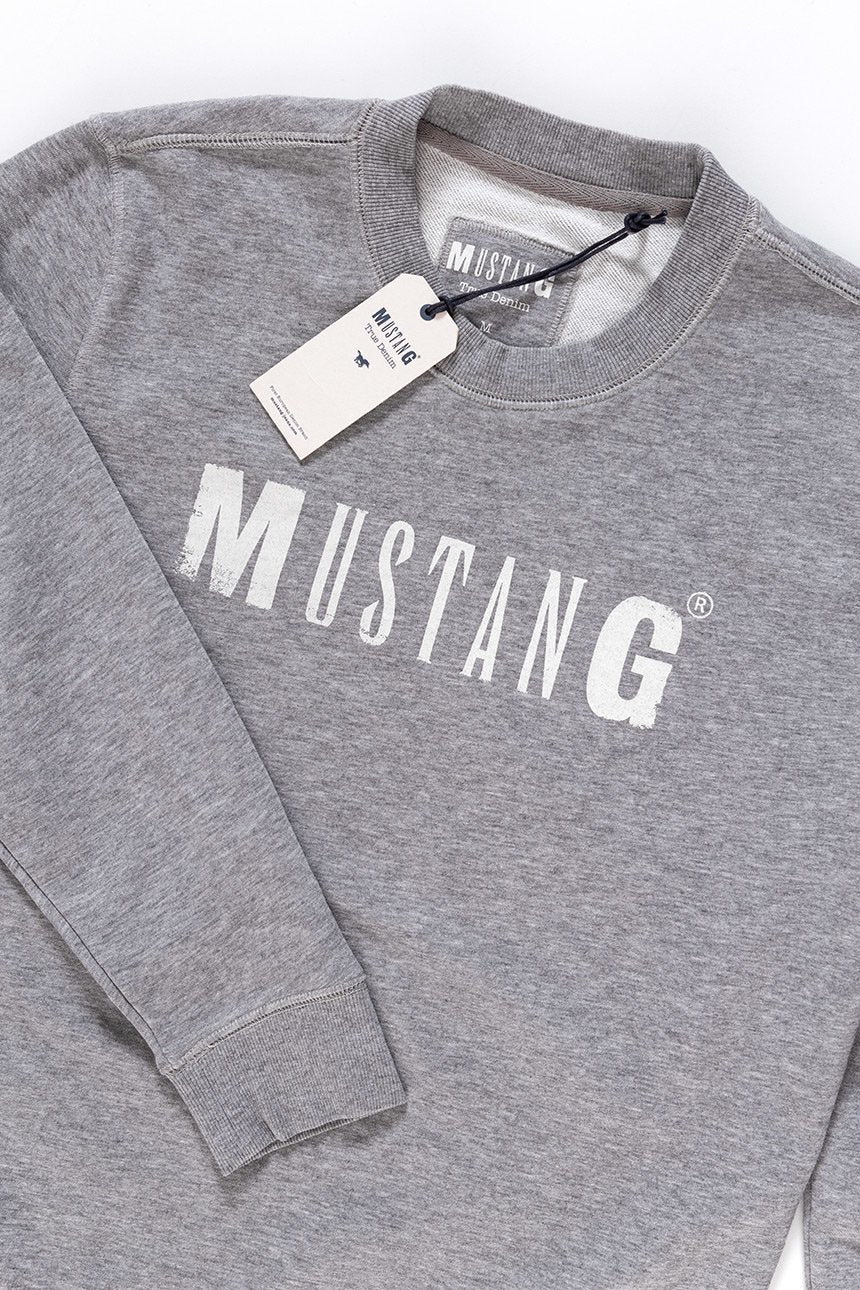 MUSTANG Logo Sweatshirt MID GREY MELANGE 1006823 4140