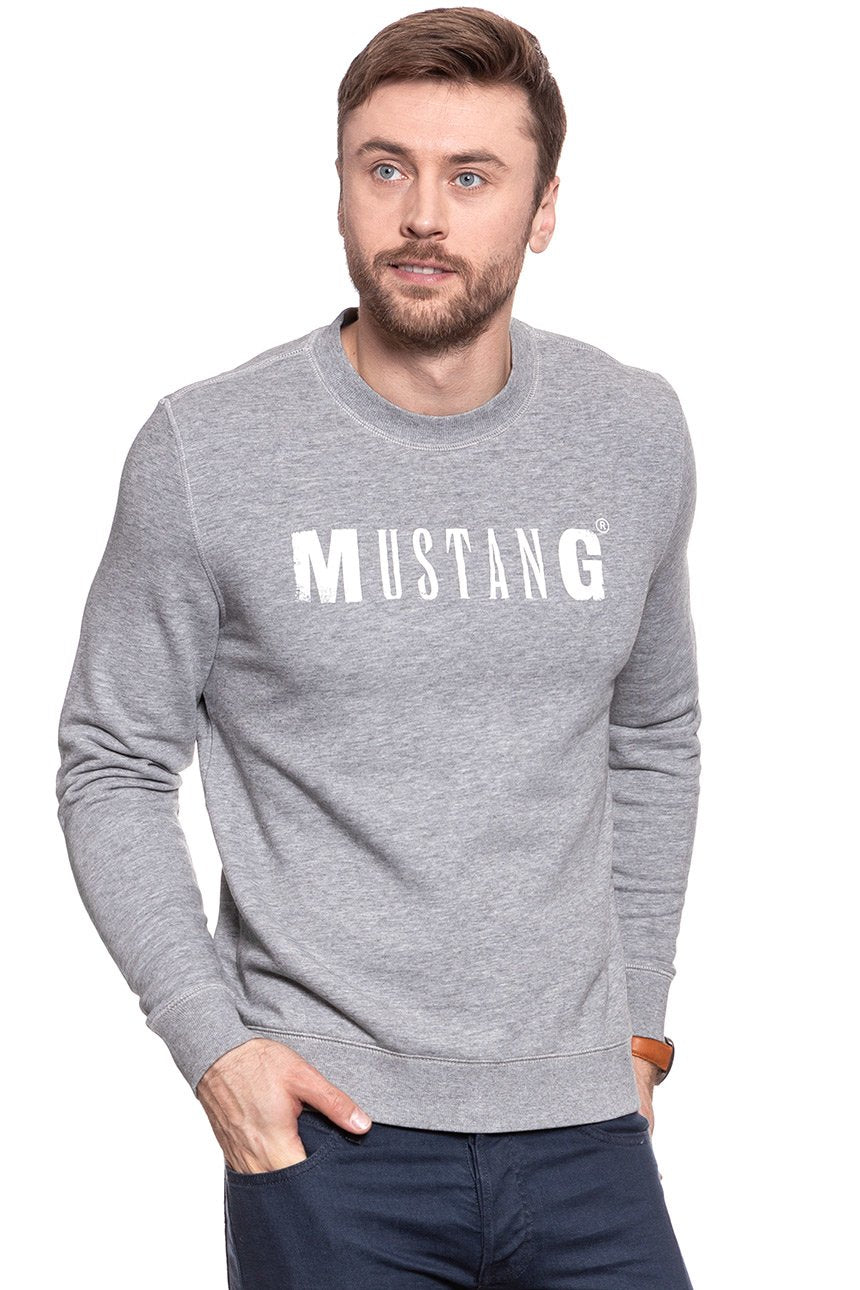 MUSTANG Logo Sweatshirt MID GREY MELANGE 1006823 4140