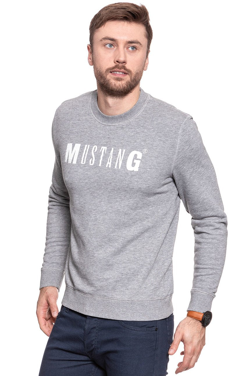 MUSTANG Logo Sweatshirt MID GREY MELANGE 1006823 4140