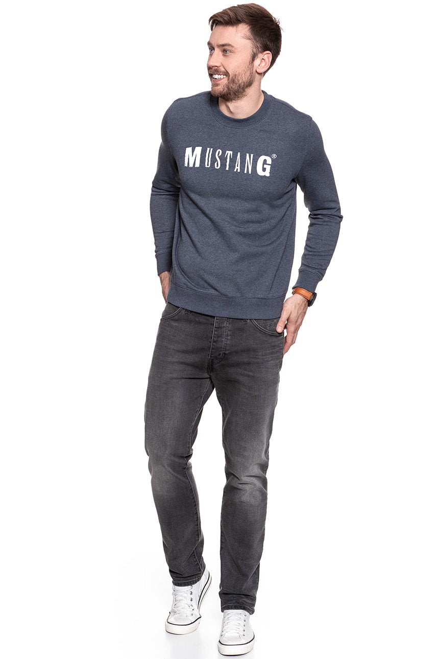 MUSTANG BLUZA Logo Sweatshirt Blue Nights Melange 1006823 5370