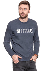 MUSTANG BLUZA Logo Sweatshirt Blue Nights Melange 1006823 5370