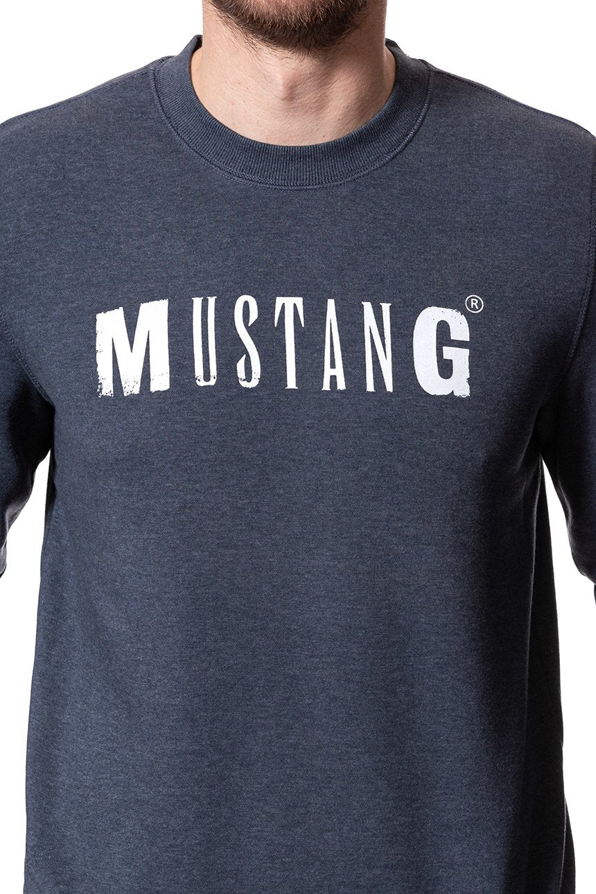 MUSTANG BLUZA Logo Sweatshirt Blue Nights Melange 1006823 5370