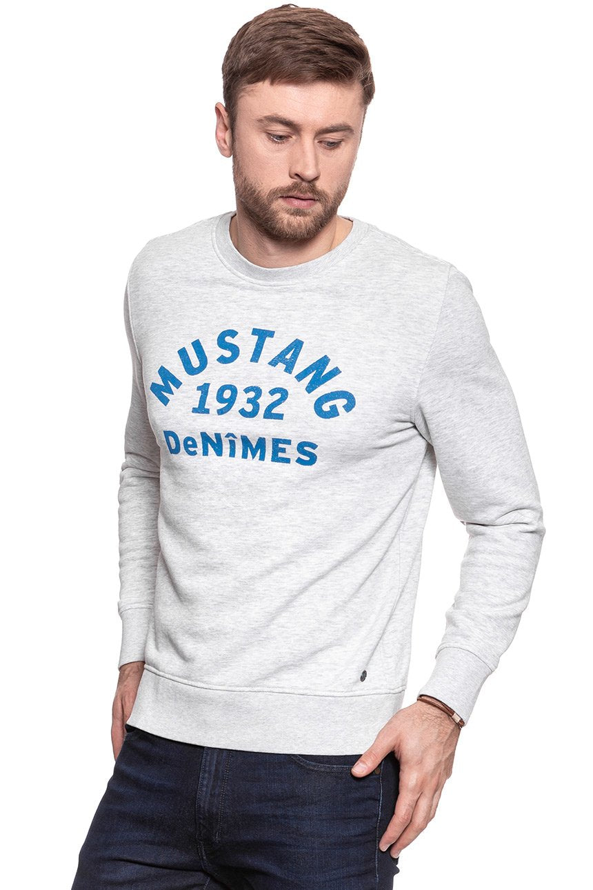 MUSTANG BLUZA Basic Crewneck LIGHT GREY MEL. 1007003 4163