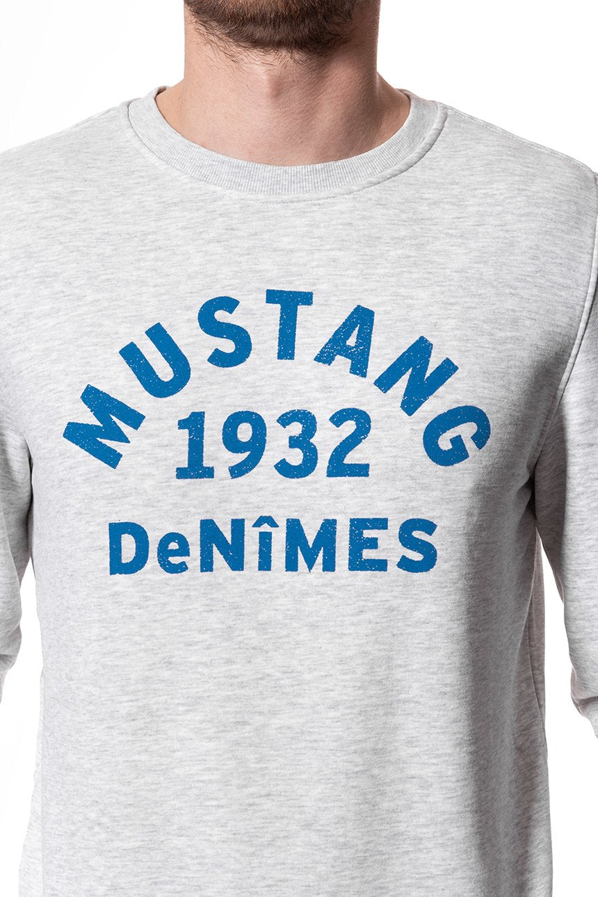 MUSTANG BLUZA Basic Crewneck LIGHT GREY MEL. 1007003 4163