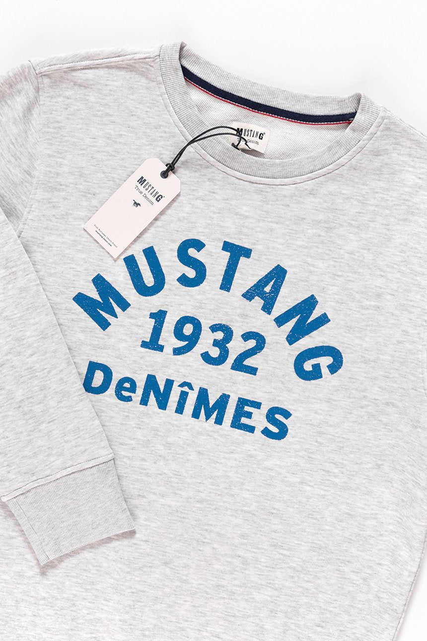 MUSTANG BLUZA Basic Crewneck LIGHT GREY MEL. 1007003 4163