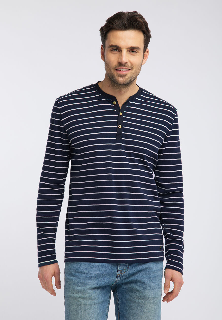 MUSTANG Henley MĘSKA KOSZULKA Z DŁUGIM RĘKAWEM W PASKI LONGSLEEVE STRIPE 1007081 11215