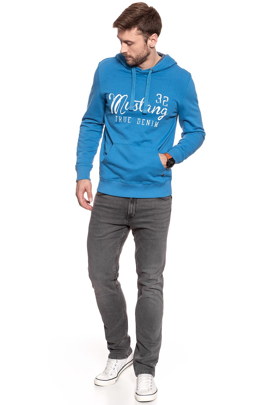 MUSTANG BLUZA Logoprint Hoodie DEEP WATER 1007259 5392