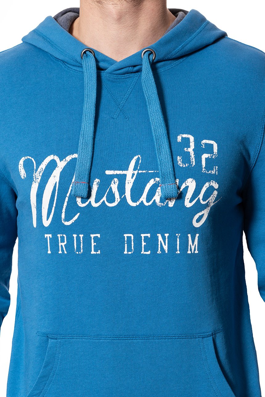 MUSTANG BLUZA Logoprint Hoodie DEEP WATER 1007259 5392