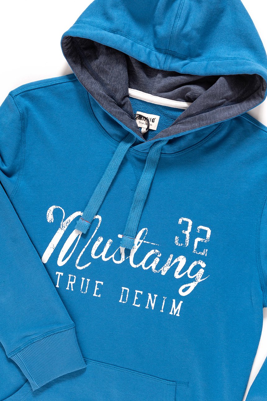 MUSTANG BLUZA Logoprint Hoodie DEEP WATER 1007259 5392