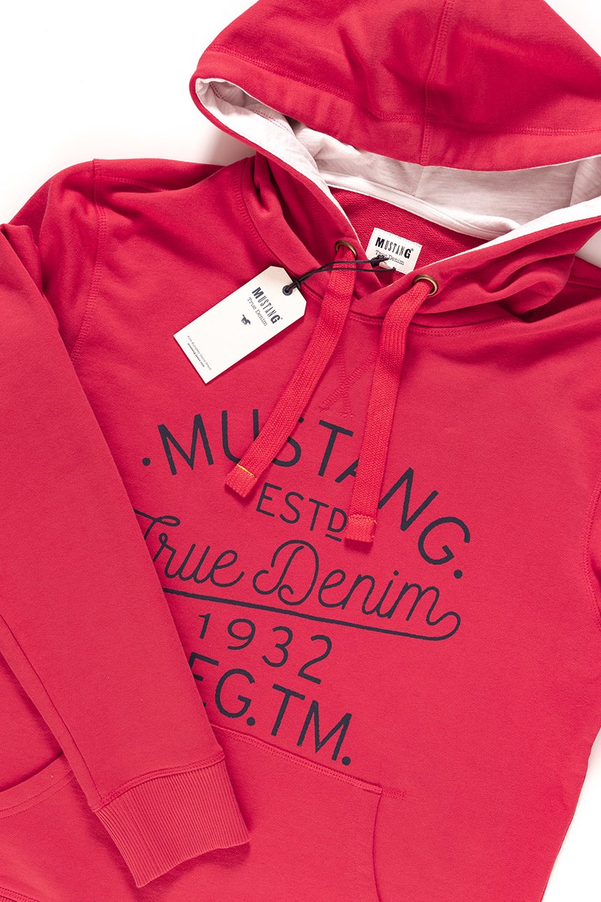 MUSTANG BLUZA Logo Hoodie TOMATO PUREE 1007261 7129