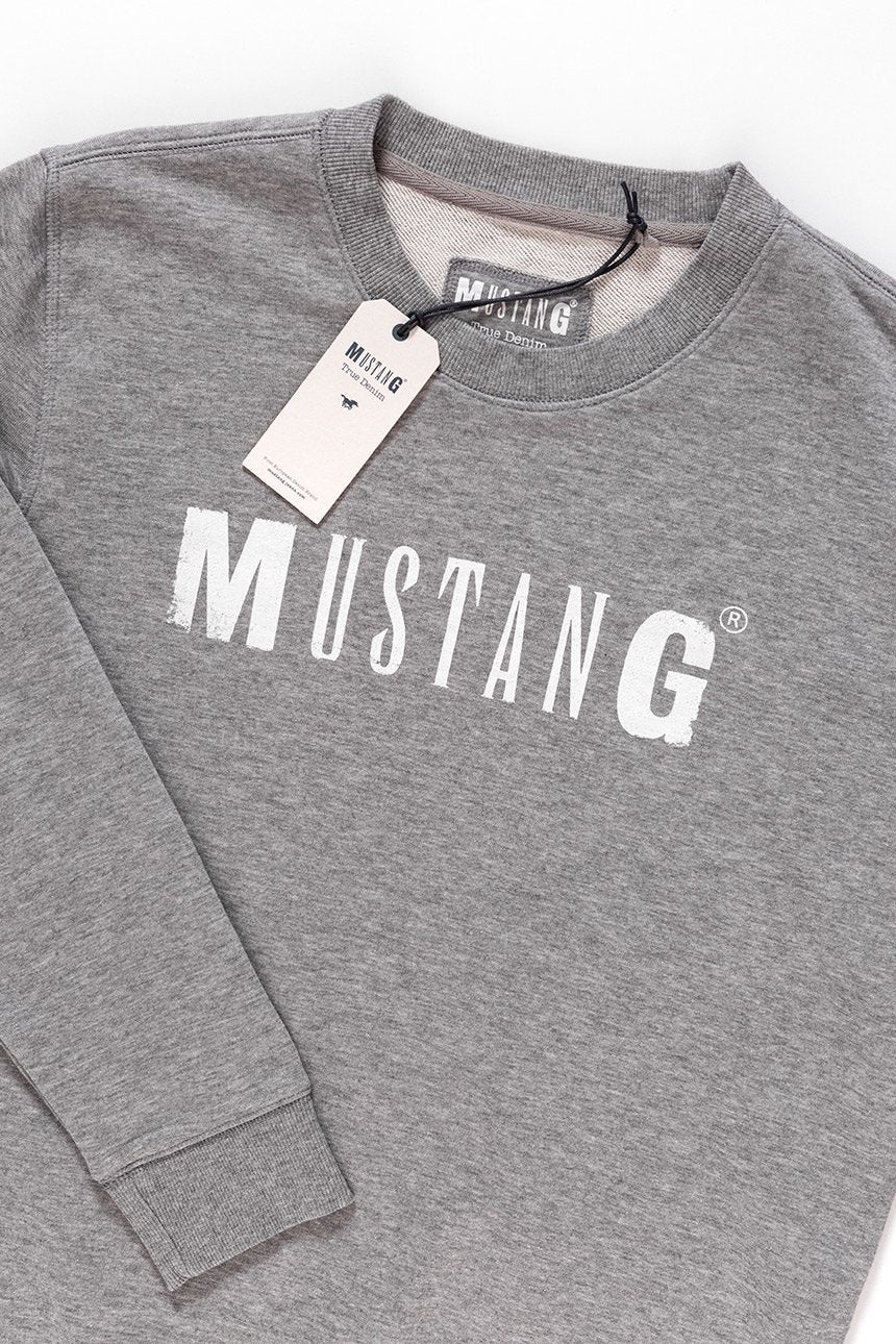 MUSTANG Logo Sweatshirt MID GREY MELANGE 1007290 4140