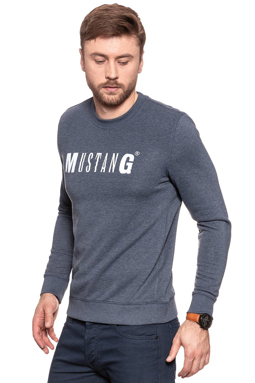 MUSTANG Logo Sweatshirt Blue Nights Melange 1007290 5370