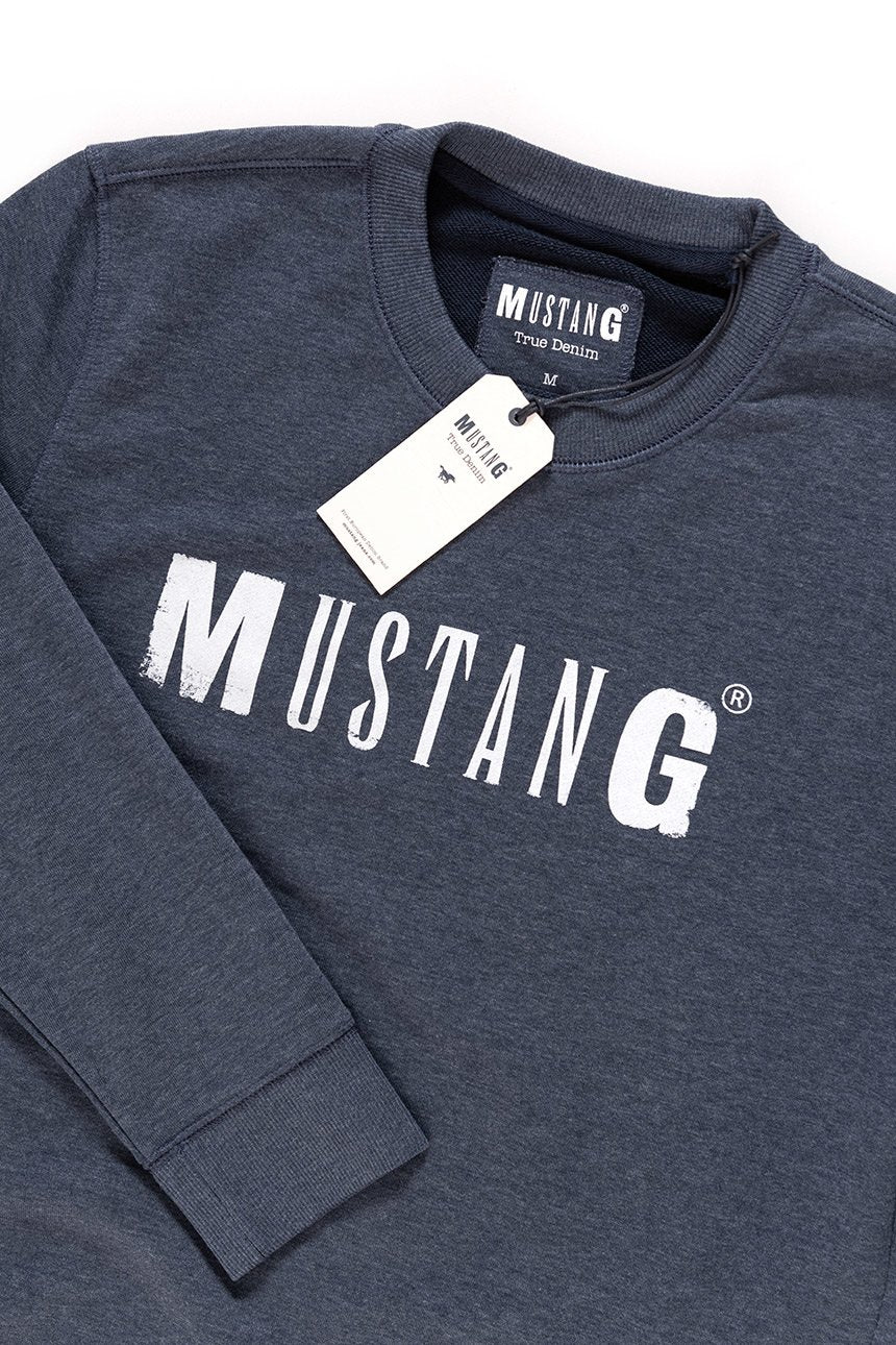 MUSTANG Logo Sweatshirt Blue Nights Melange 1007290 5370