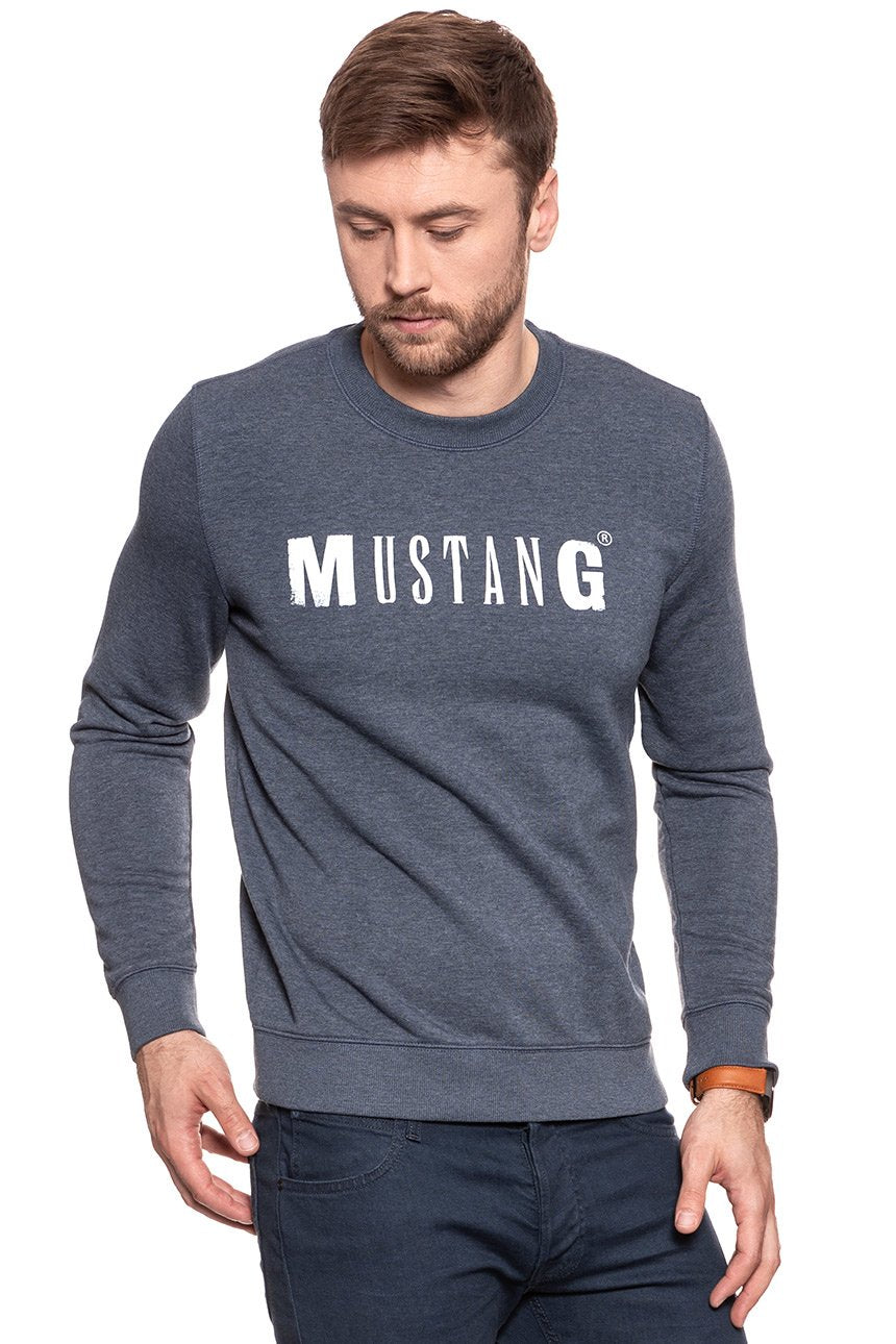 MUSTANG Logo Sweatshirt Blue Nights Melange 1007290 5370