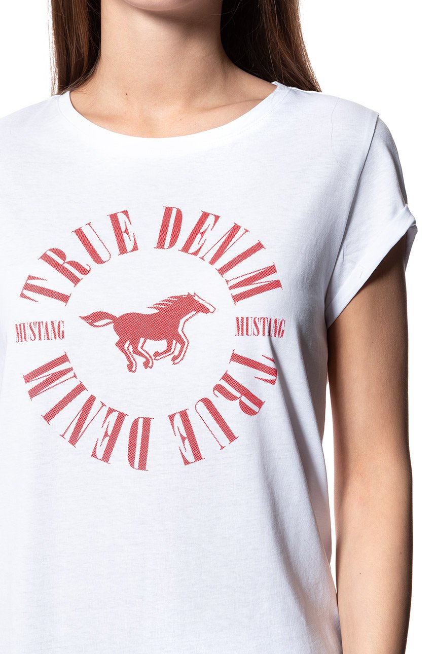 MUSTANG T SHIRT DAMSKI Printed T-Shirt general White 1007445 2045