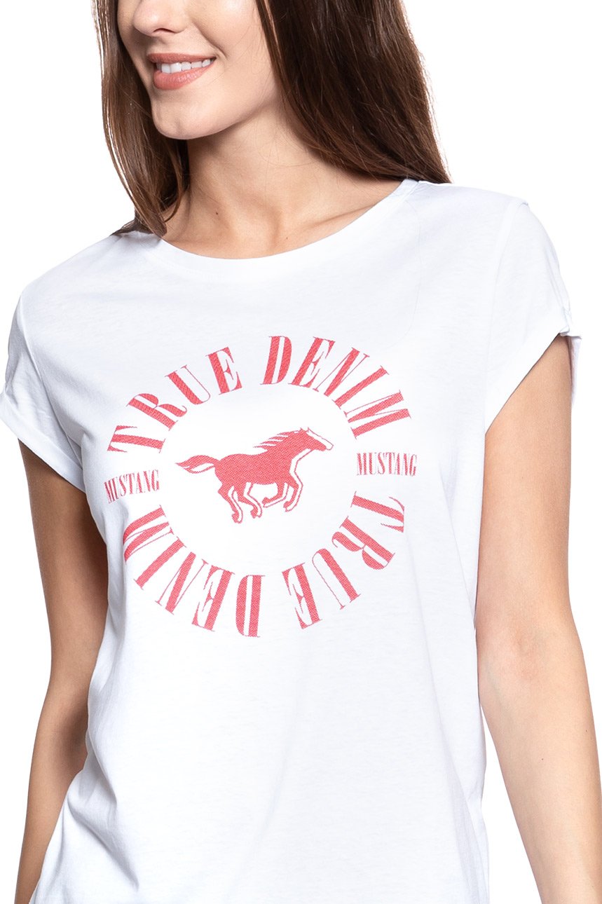 MUSTANG T SHIRT DAMSKI Printed T-Shirt general White 1007445 2045