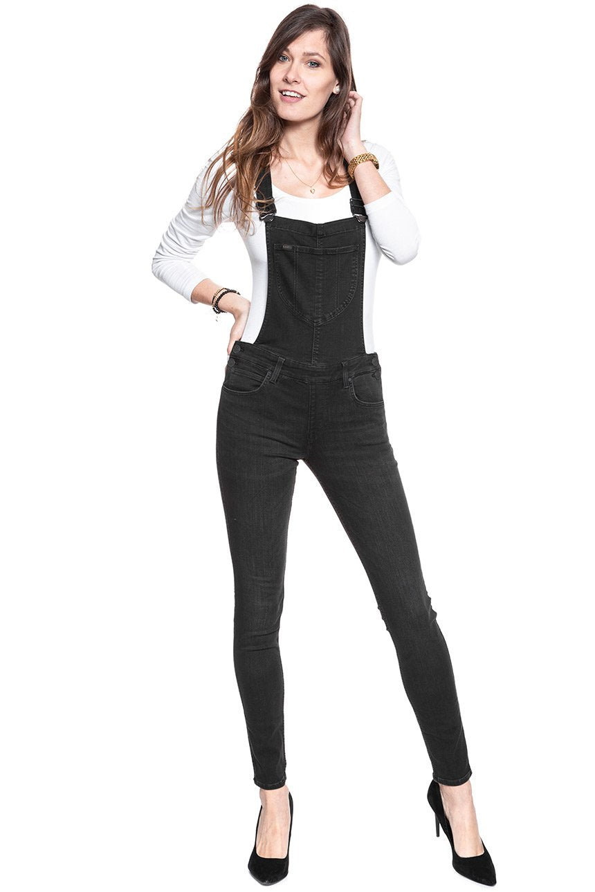 DAMSKIE OGRODNICZKI LEE SKINNY BIB CHARCOAL BLACK L39ELCLP