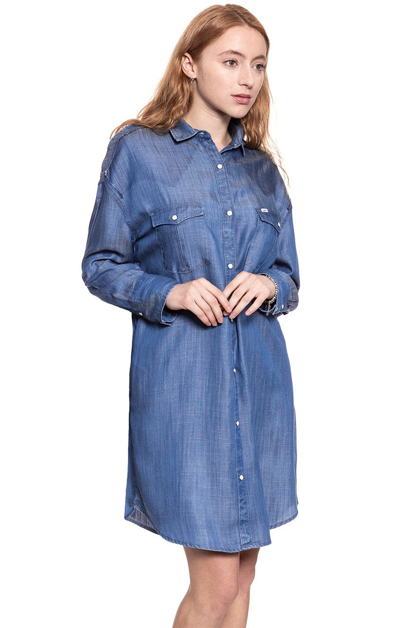 DAMSKA SUKIENKA LEE SHIRT DRESS BLEACHED DENIM L50UKRES