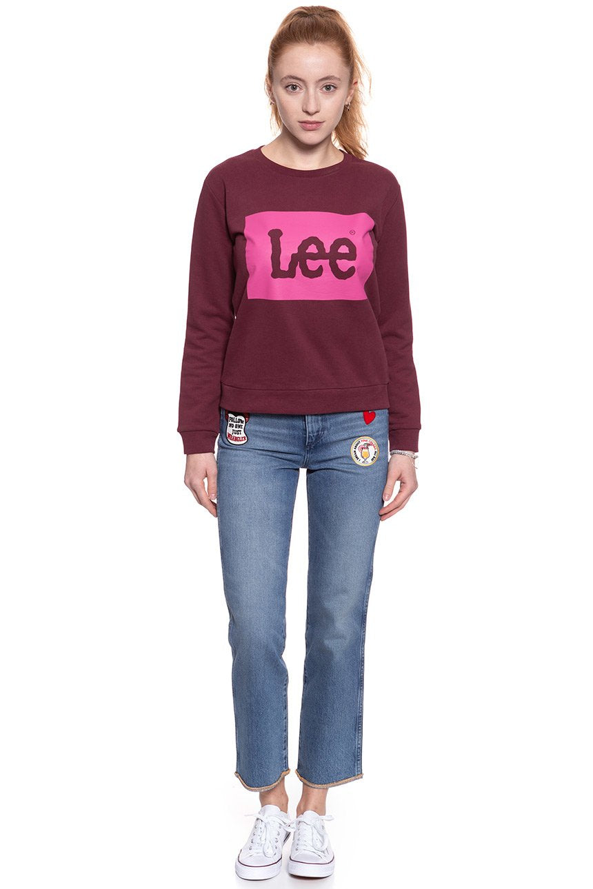 BLUZA LEE DAMSKA LOGO SWS MAROON L53PJSKQ