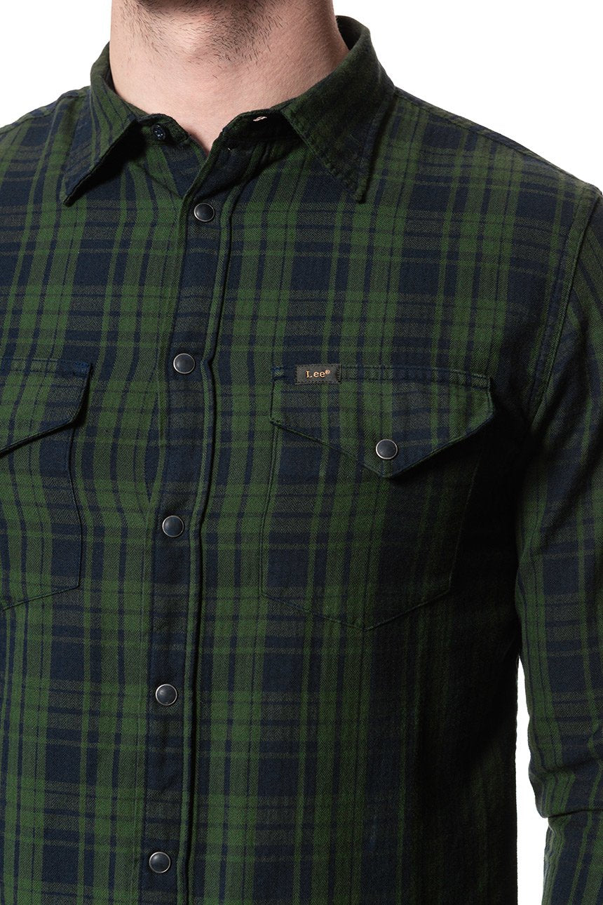 LEE WESTERN SHIRT FOREST GREEN L644CUDF