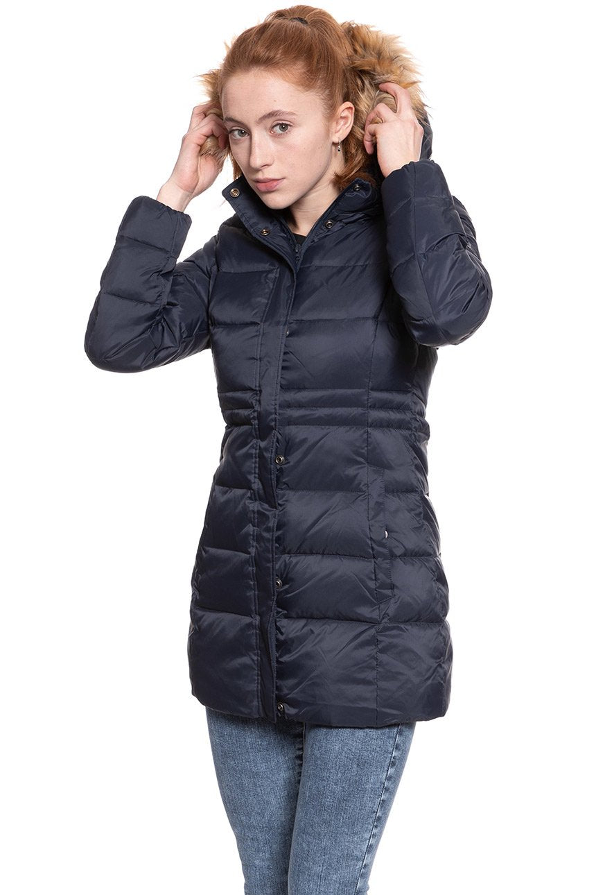 DAMSKA KURTKA ZIMOWA WRANGLER LONG PUFFER NAVY W4105V535