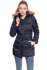 DAMSKA KURTKA ZIMOWA WRANGLER LONG PUFFER NAVY W4105V535