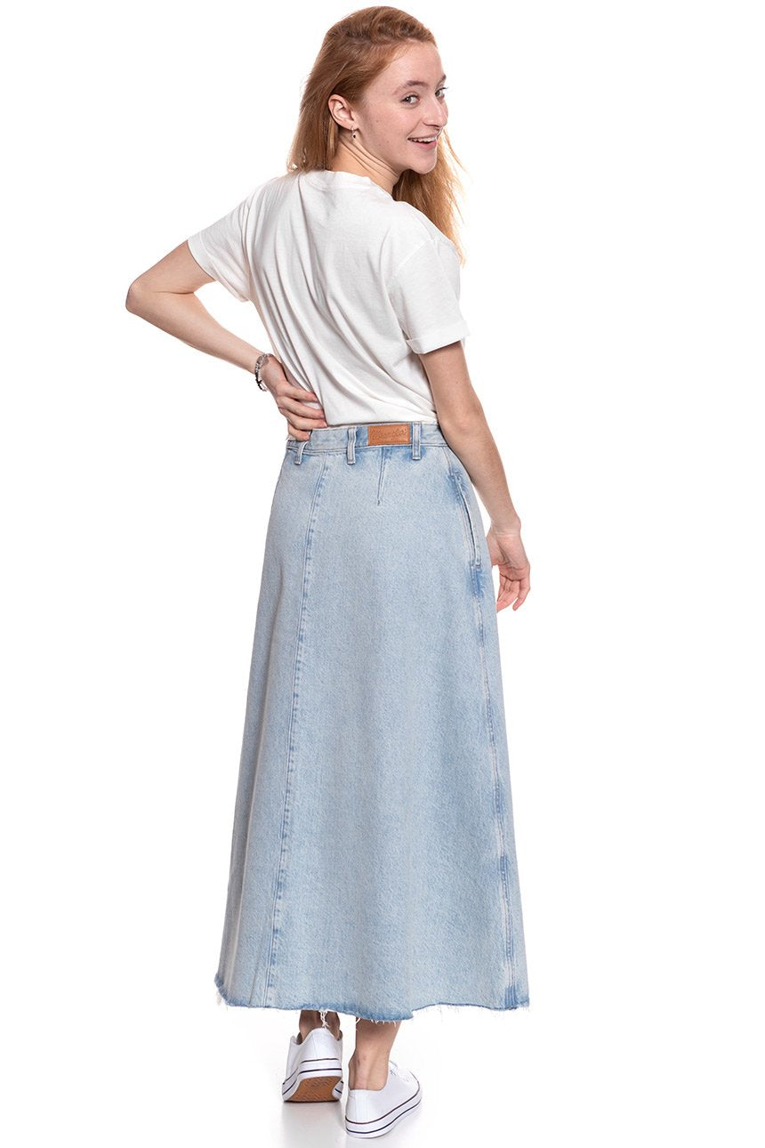 SPÓDNICA JEANSOWA WRANGLER LONG SKIRT WINTER BLEACH W263WJ10B