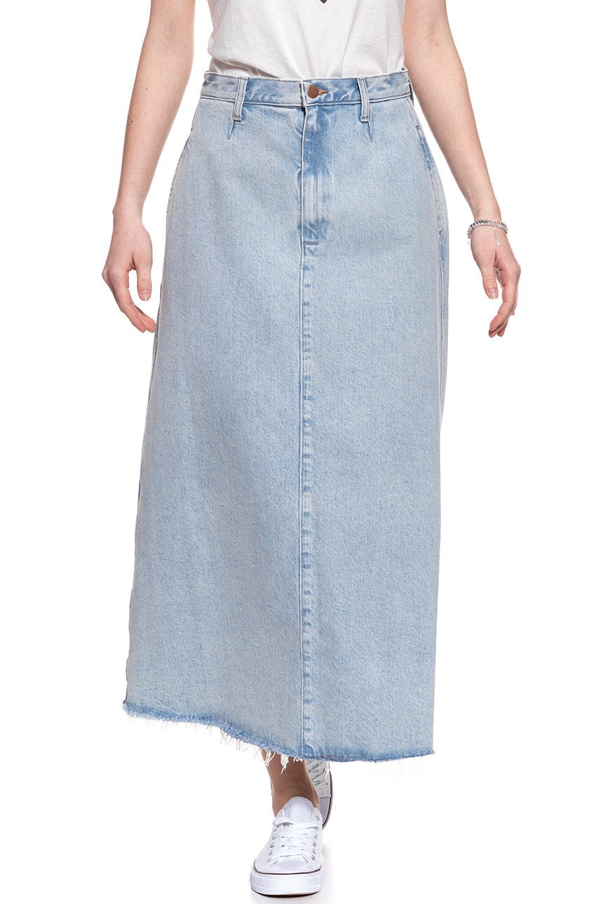 SPÓDNICA JEANSOWA WRANGLER LONG SKIRT WINTER BLEACH W263WJ10B