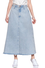 SPÓDNICA JEANSOWA WRANGLER LONG SKIRT WINTER BLEACH W263WJ10B