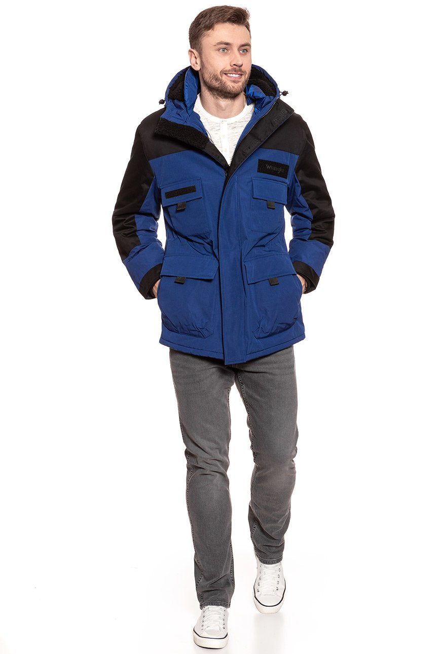 KURTKA ZIMOWA WRANGLER PARKA BLUE DEPTHS W4B6XPXJY