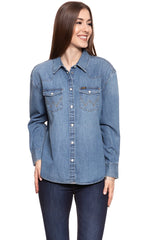 KOSZULA WRANGLER OVERSIZED WESTERN SHIRT BLUE BEAT W5Q25C39T