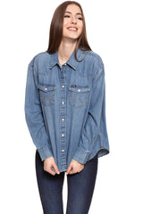 KOSZULA WRANGLER OVERSIZED WESTERN SHIRT BLUE BEAT W5Q25C39T