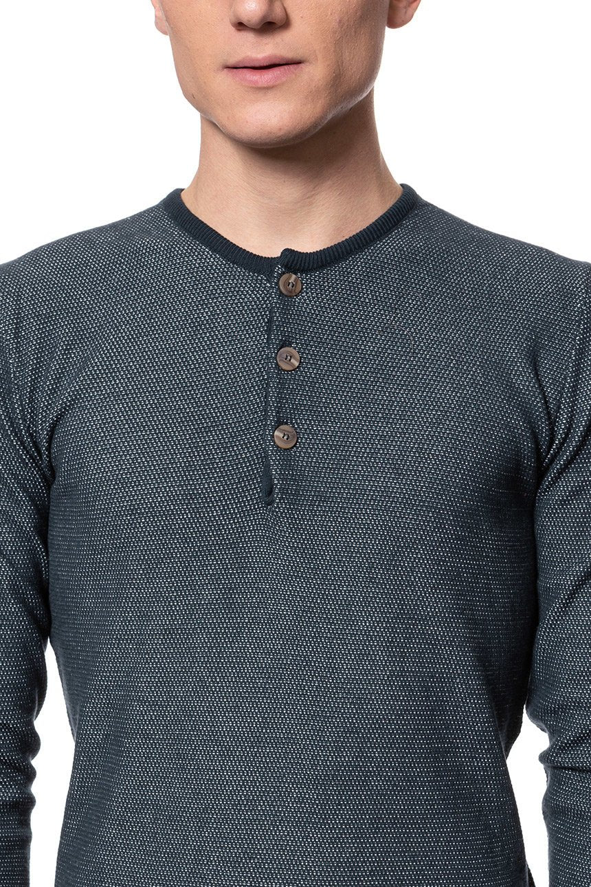 MĘSKI SWETER MUSTANG Multicolor Henley DARK SAPPHIRE 1006552 4136