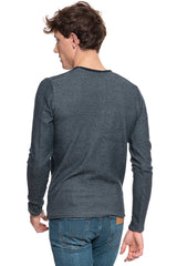 MĘSKI SWETER MUSTANG Multicolor Henley DARK SAPPHIRE 1006552 4136