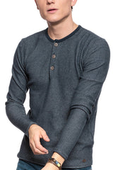 MĘSKI SWETER MUSTANG Multicolor Henley DARK SAPPHIRE 1006552 4136