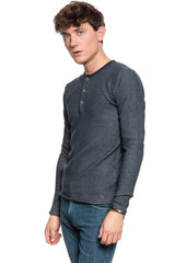 MĘSKI SWETER MUSTANG Multicolor Henley DARK SAPPHIRE 1006552 4136