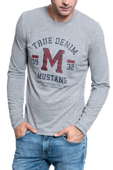 MĘSKI LONGSLEEVE MUSTANG Adrian C Print MID GREY MELANGE 1007873 4140