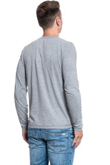 MĘSKI LONGSLEEVE MUSTANG Adrian C Print MID GREY MELANGE 1007873 4140