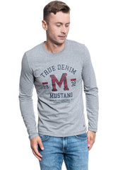 MĘSKI LONGSLEEVE MUSTANG Adrian C Print MID GREY MELANGE 1007873 4140